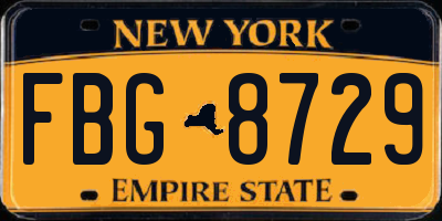 NY license plate FBG8729