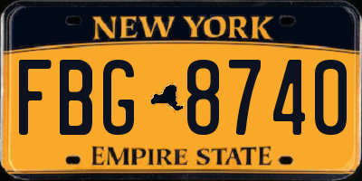NY license plate FBG8740