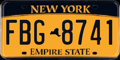 NY license plate FBG8741