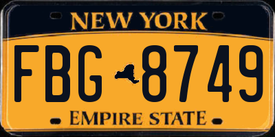 NY license plate FBG8749