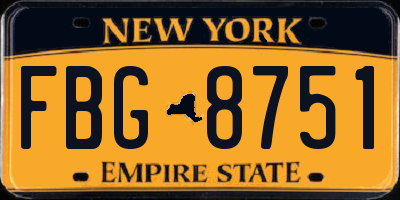 NY license plate FBG8751