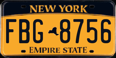 NY license plate FBG8756
