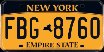 NY license plate FBG8760