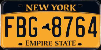 NY license plate FBG8764