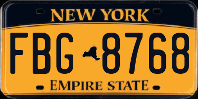 NY license plate FBG8768