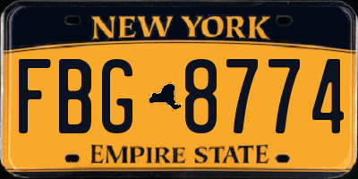 NY license plate FBG8774