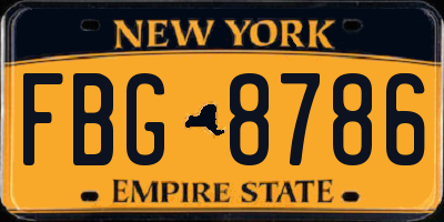 NY license plate FBG8786