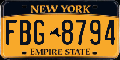 NY license plate FBG8794