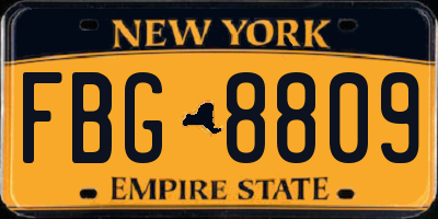 NY license plate FBG8809