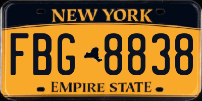 NY license plate FBG8838