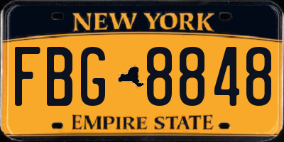 NY license plate FBG8848