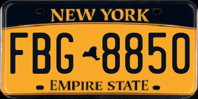NY license plate FBG8850