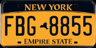 NY license plate FBG8855