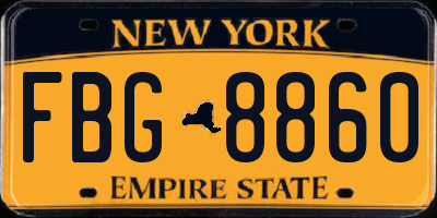 NY license plate FBG8860