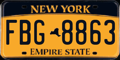 NY license plate FBG8863