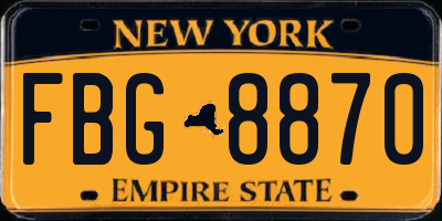 NY license plate FBG8870