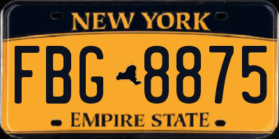 NY license plate FBG8875