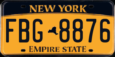 NY license plate FBG8876