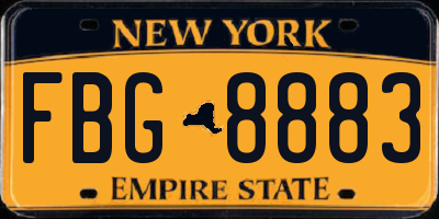 NY license plate FBG8883
