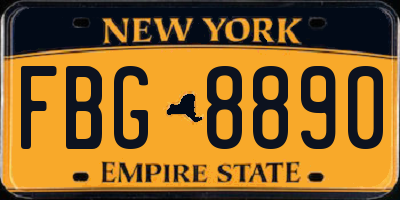 NY license plate FBG8890