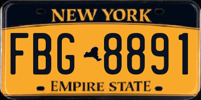 NY license plate FBG8891