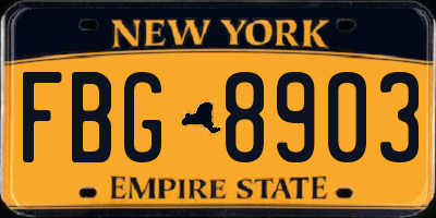 NY license plate FBG8903