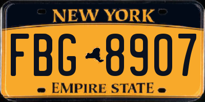 NY license plate FBG8907