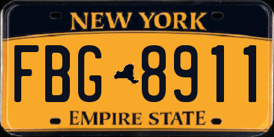 NY license plate FBG8911