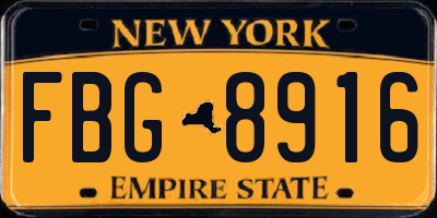 NY license plate FBG8916