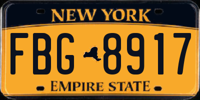 NY license plate FBG8917