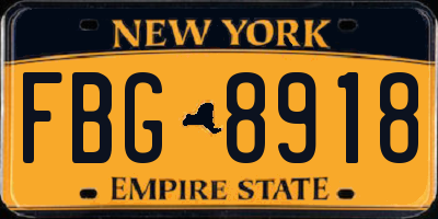 NY license plate FBG8918
