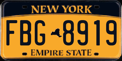 NY license plate FBG8919