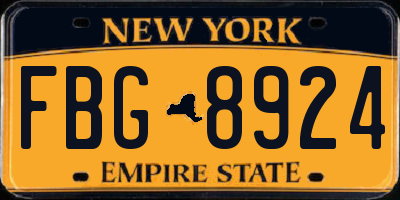 NY license plate FBG8924