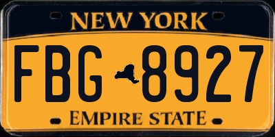 NY license plate FBG8927