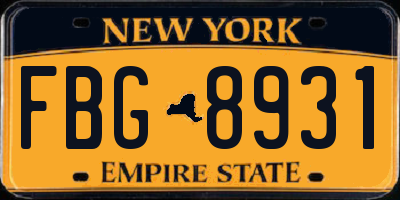 NY license plate FBG8931