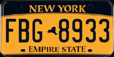 NY license plate FBG8933