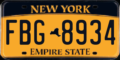 NY license plate FBG8934