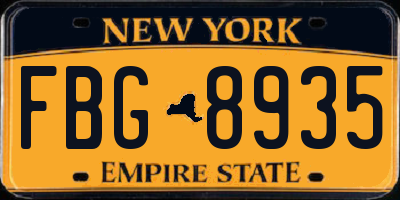 NY license plate FBG8935