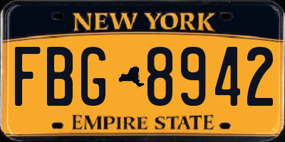 NY license plate FBG8942