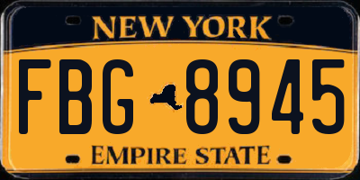 NY license plate FBG8945