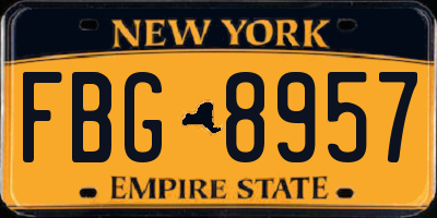 NY license plate FBG8957