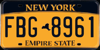 NY license plate FBG8961
