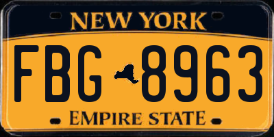 NY license plate FBG8963