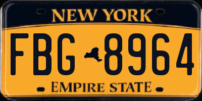 NY license plate FBG8964