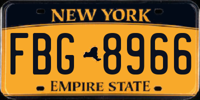 NY license plate FBG8966