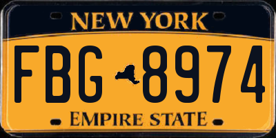 NY license plate FBG8974