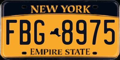 NY license plate FBG8975