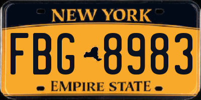 NY license plate FBG8983
