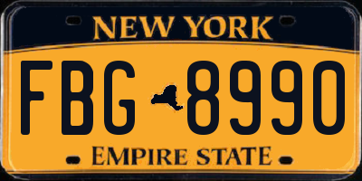 NY license plate FBG8990