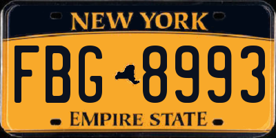 NY license plate FBG8993